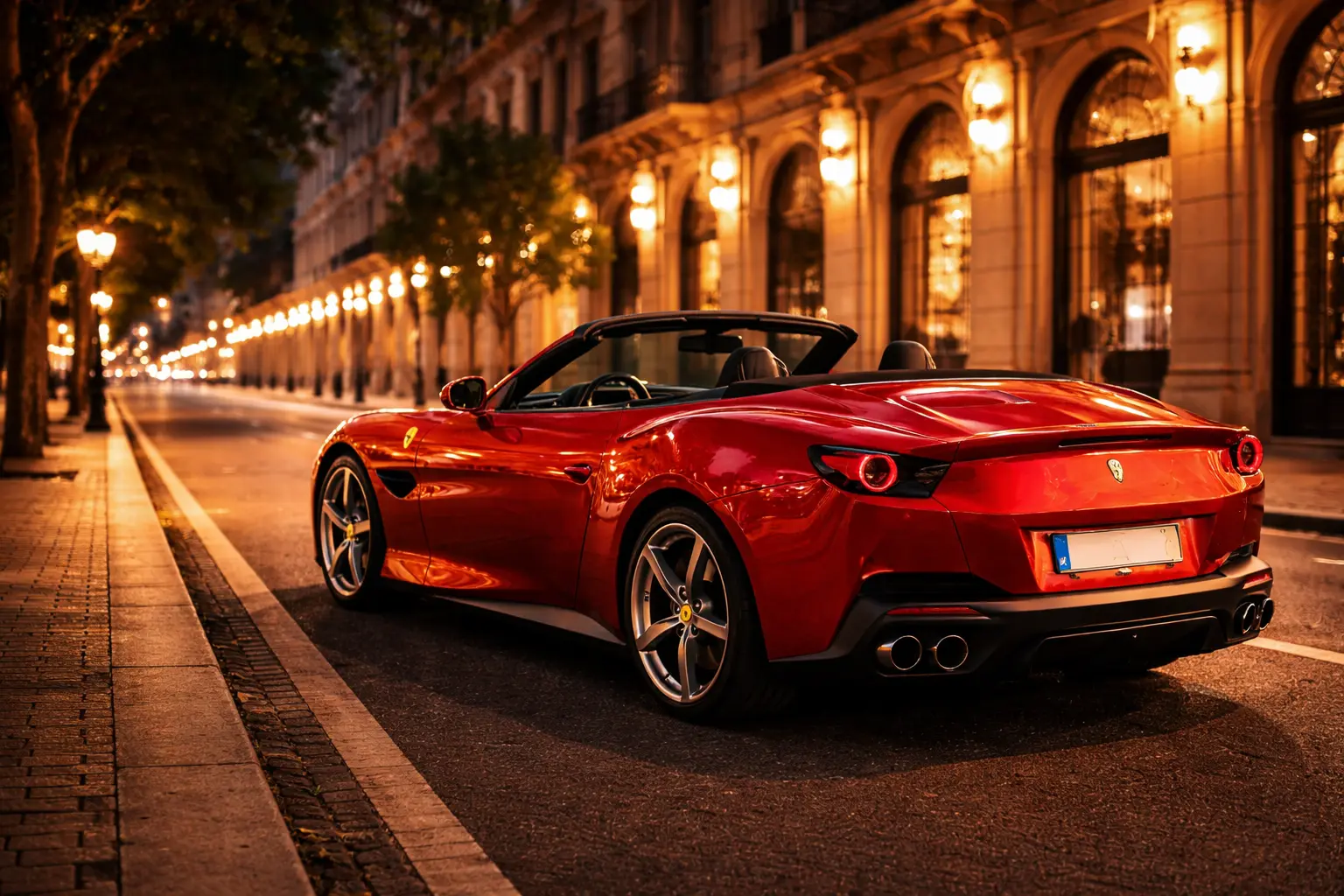Alquiler coche lujo despedida soltero Barcelona — Ferrari Portofino noche Barcelona