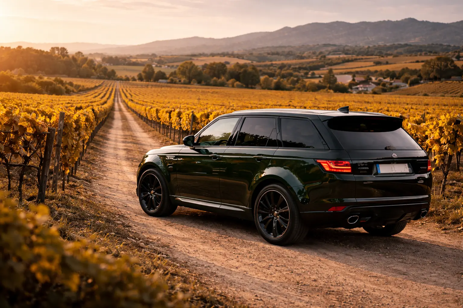Alquiler coche lujo Penedès bodegas — Range Rover Sport entre viñedos del Penedès